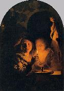Godfried Schalcken Lovers Lit by a Candle oil